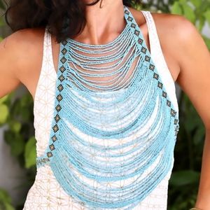 Turquoise Samara Beaded Body Chain Harness Halter Top